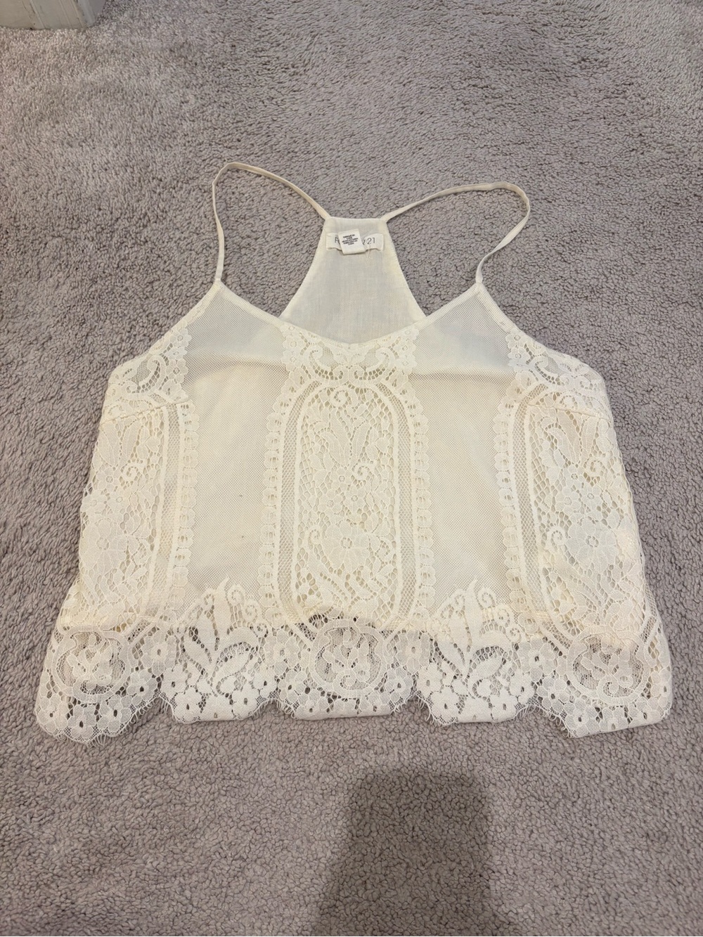 Forever 21 Ivory Lace Cami Tank Top